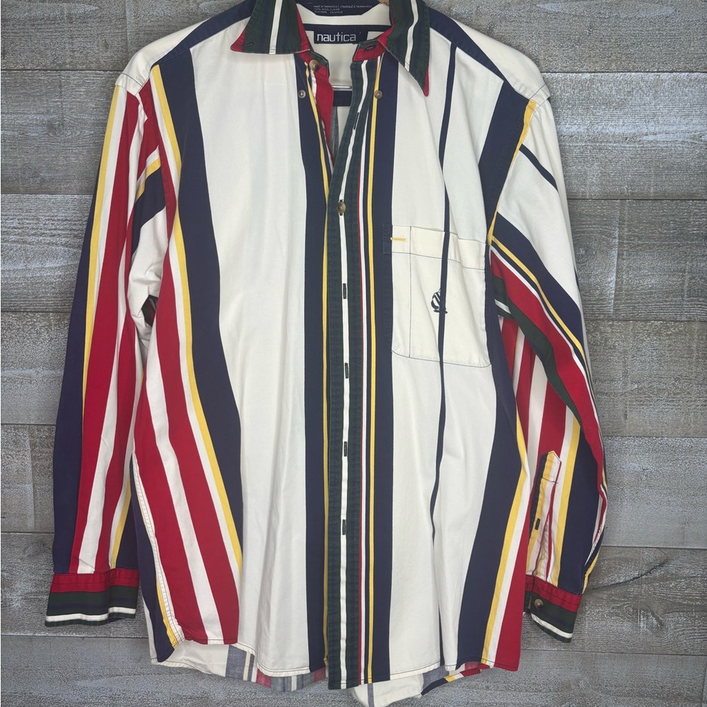 Nautica Men's Striped Shirt - Red, Blue, Yellow